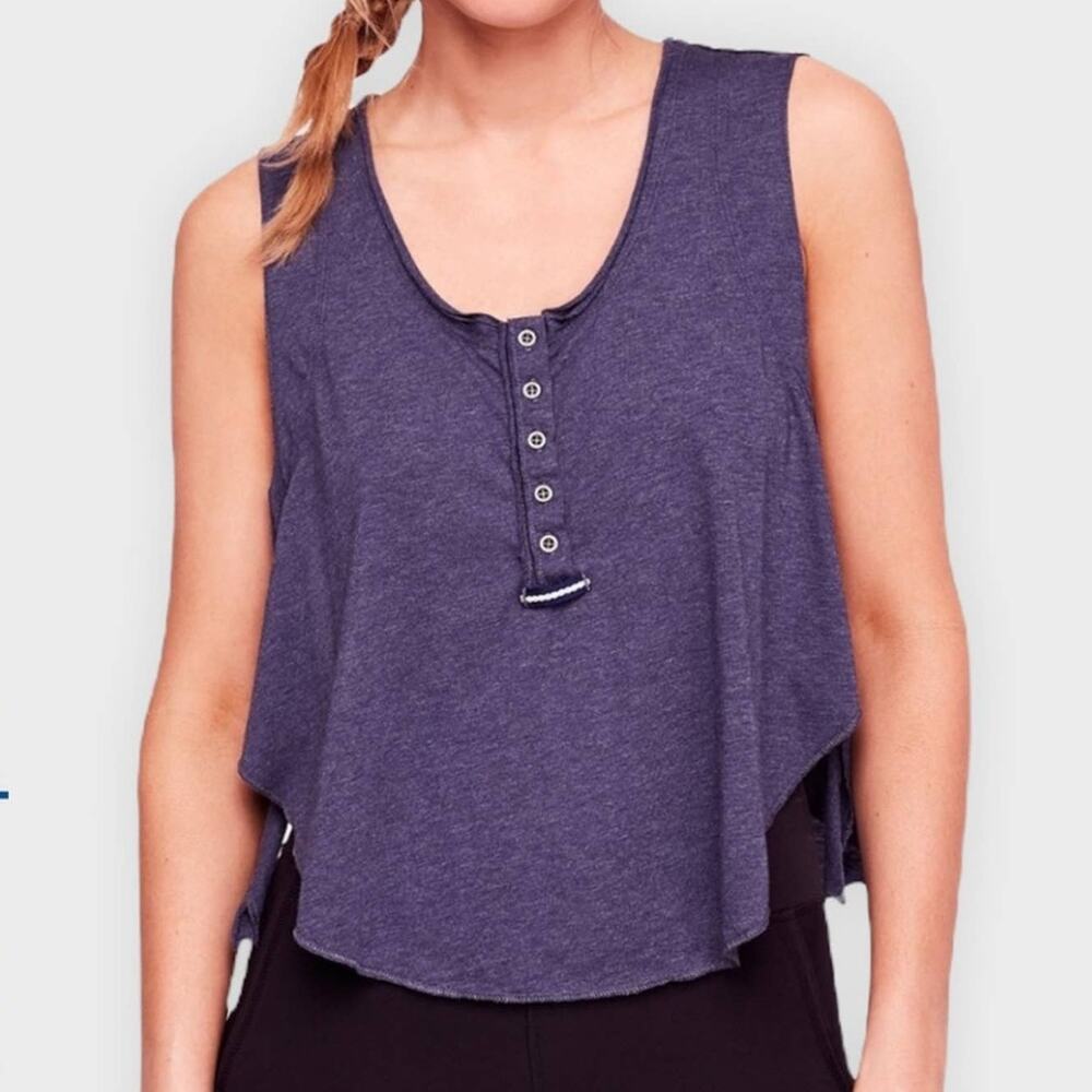 NWT FREE PEOPLE Movement Blue High Tide Cropped Tank Top size small